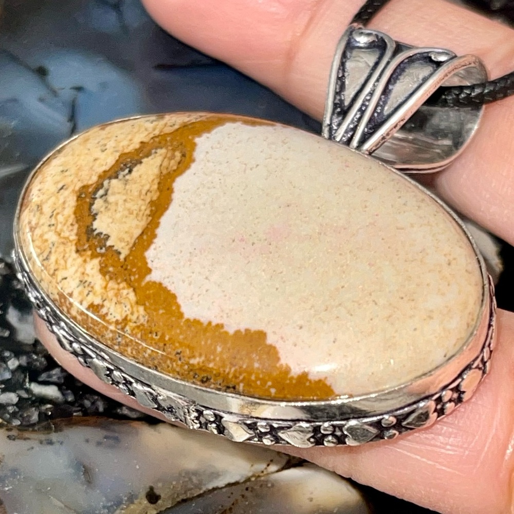 Earthy Brown Picture Jasper Pendant 1 7/8”x 1 7/8”